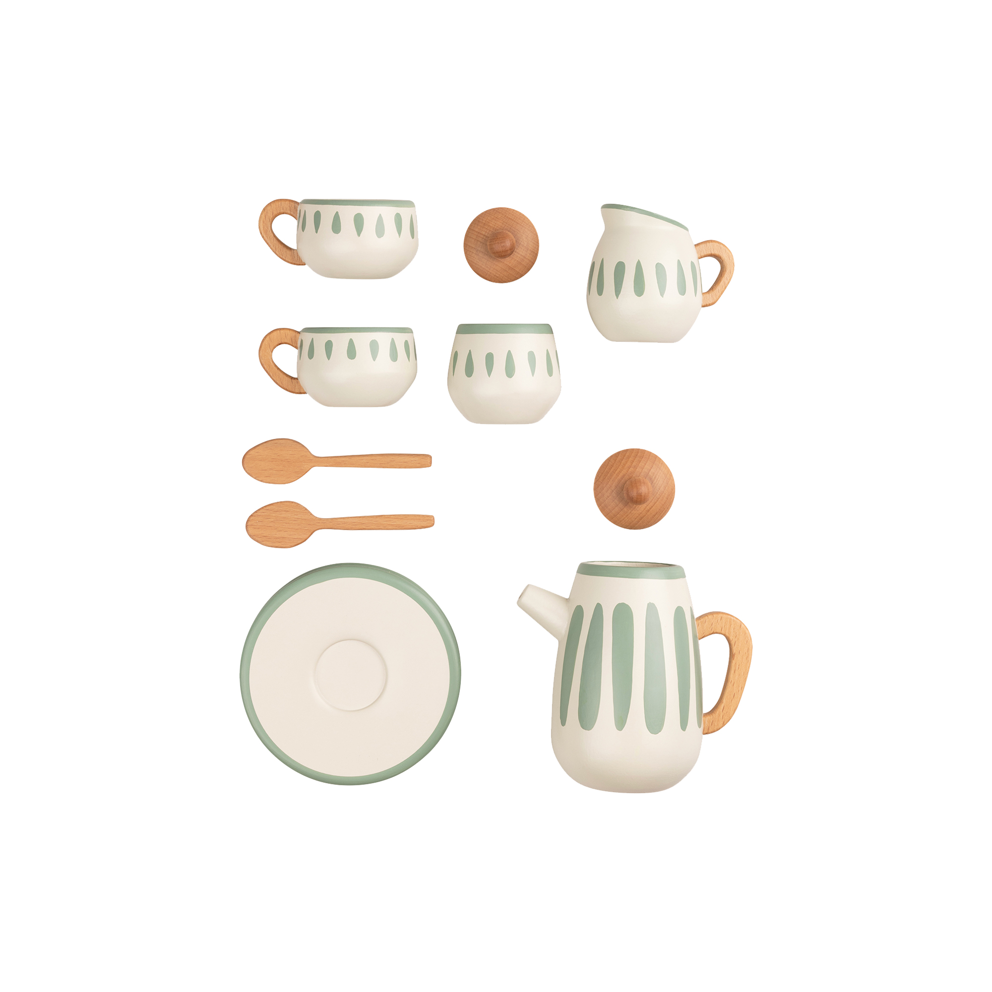 Sebra - Te-sæt, classic white/sage green