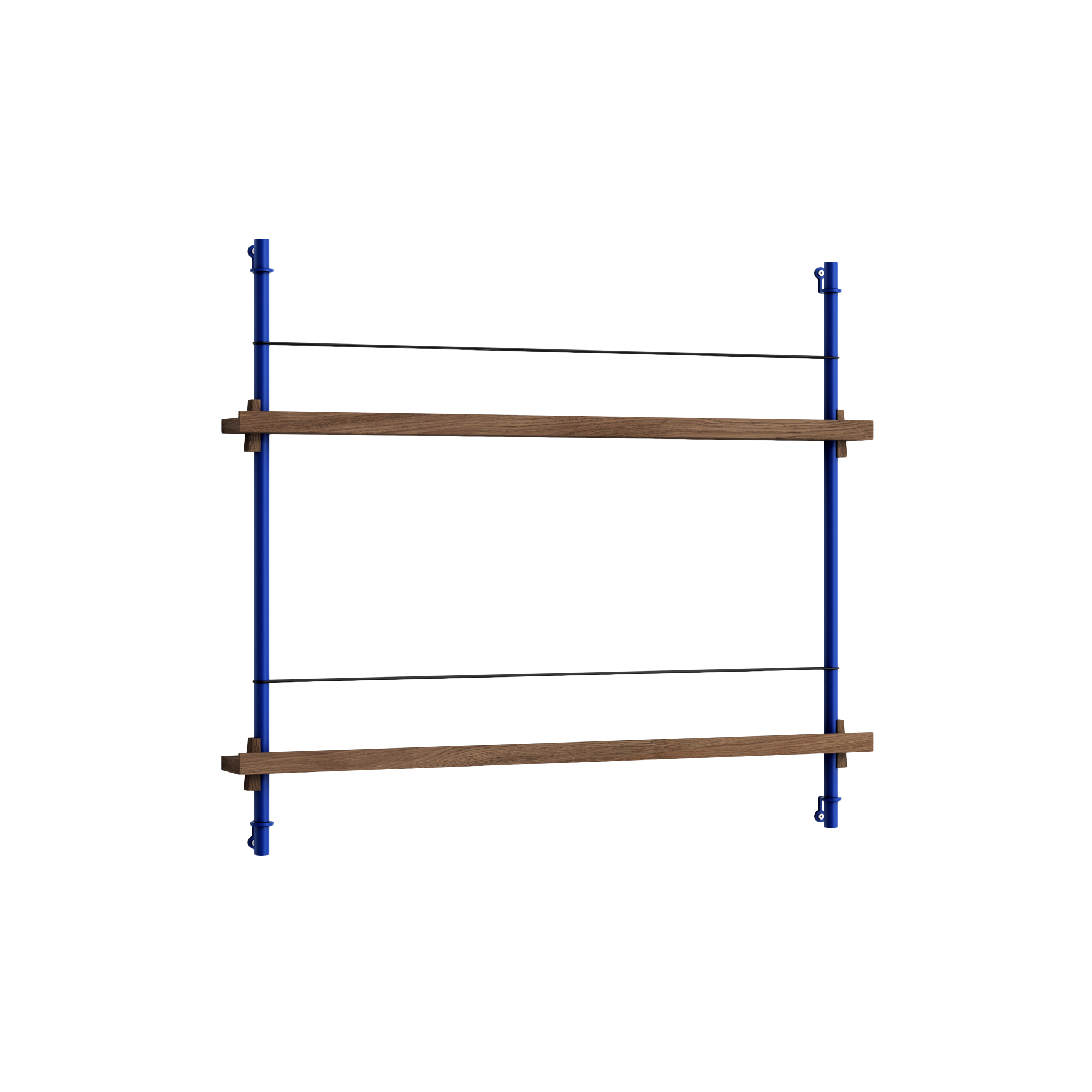 MOEBE - Magazine Shelving Small, smoked oak/deep blue