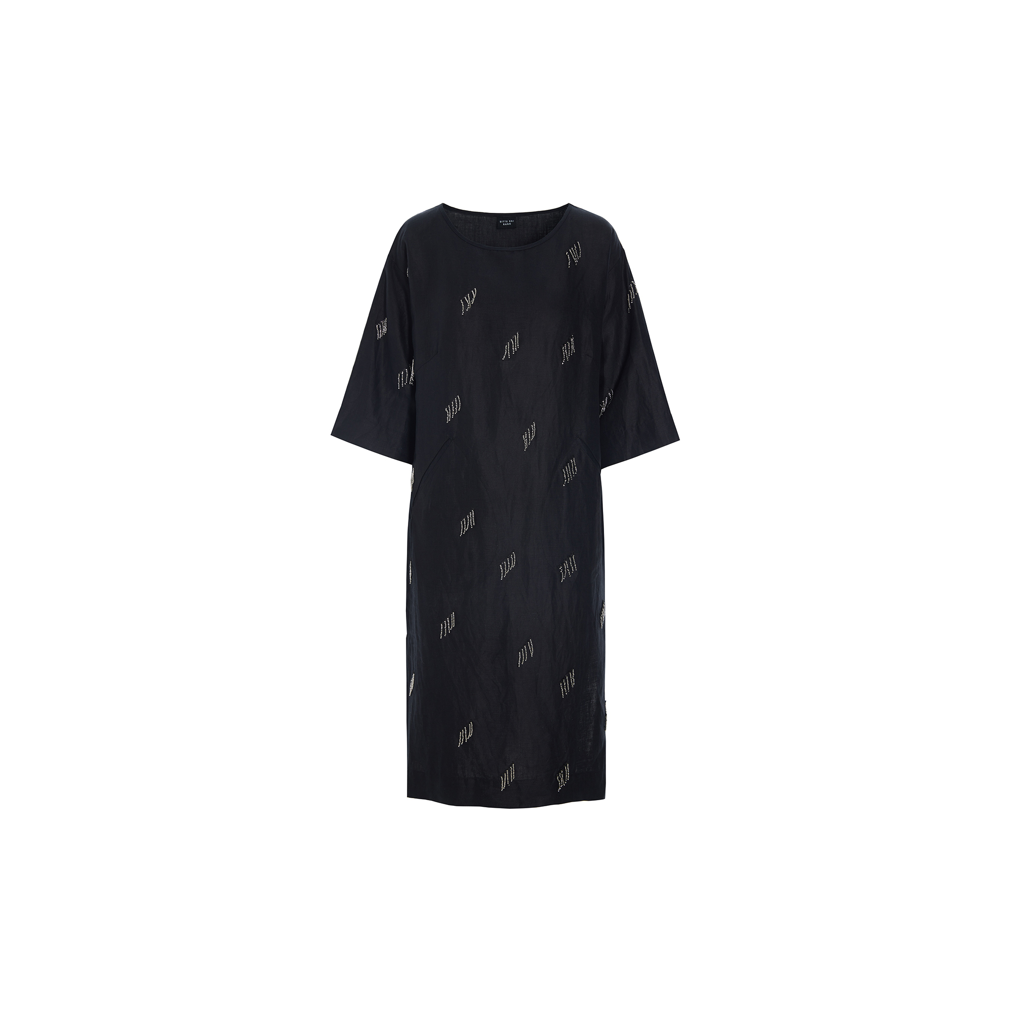 BITTE KAI RAND - Airy linen kjole med perler, black - Str. M