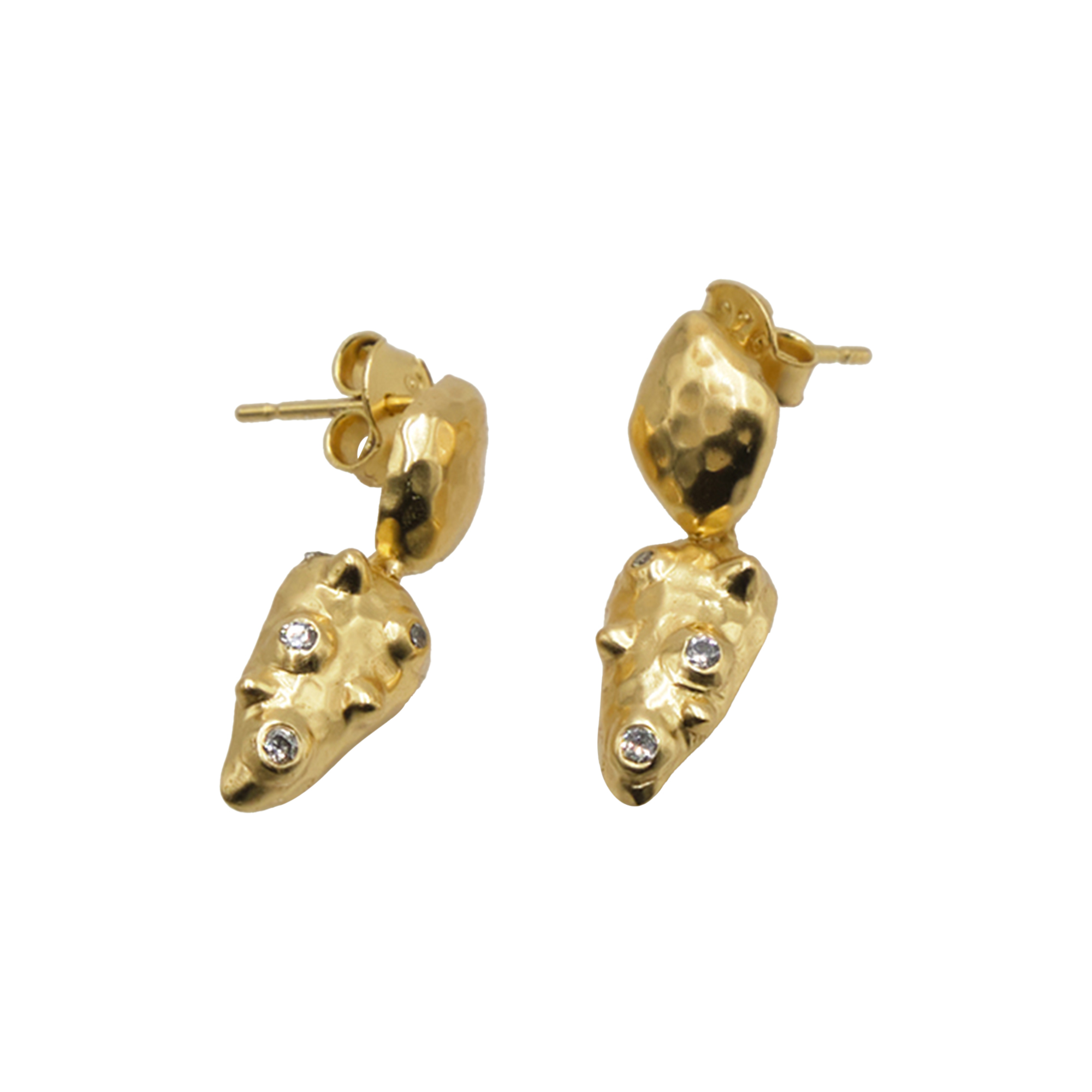 Stone Copenhagen - Double Moon Earrings, gold