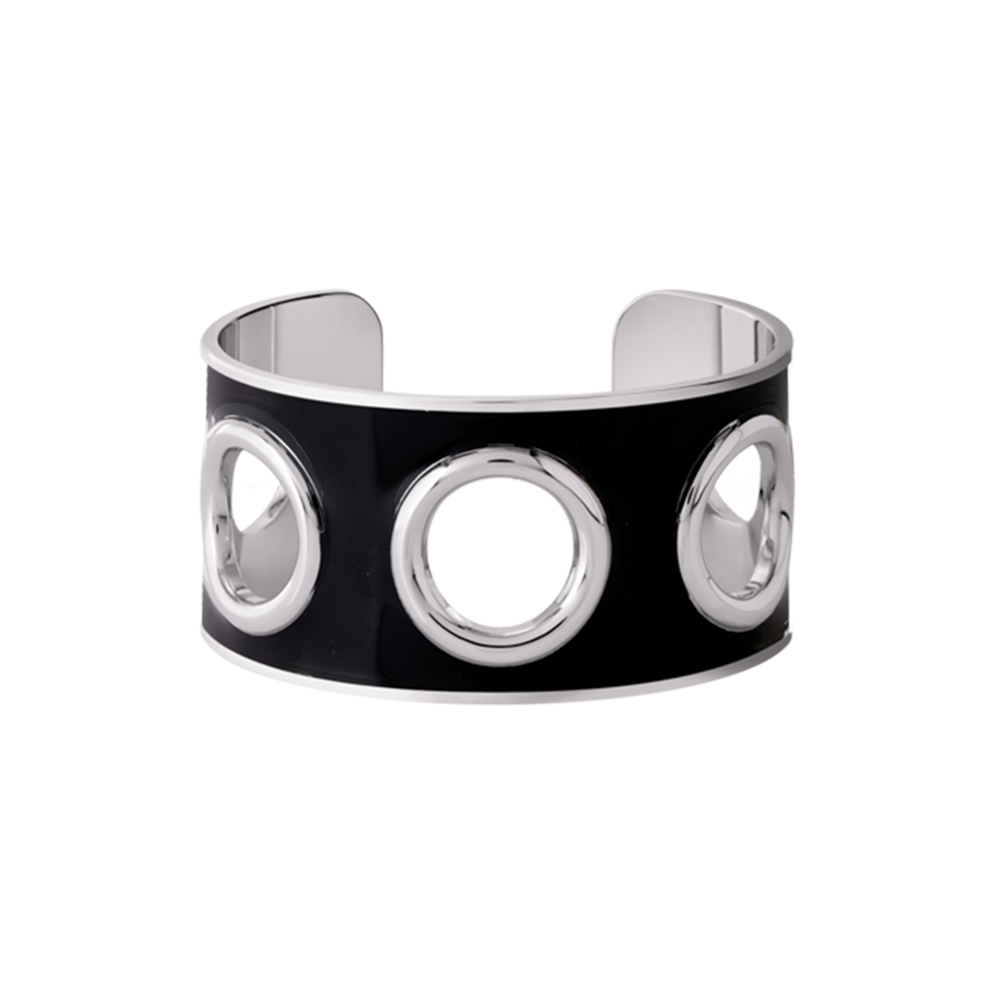 bangle up - EYELET Bracelet Thick, rhodium/black - One-size