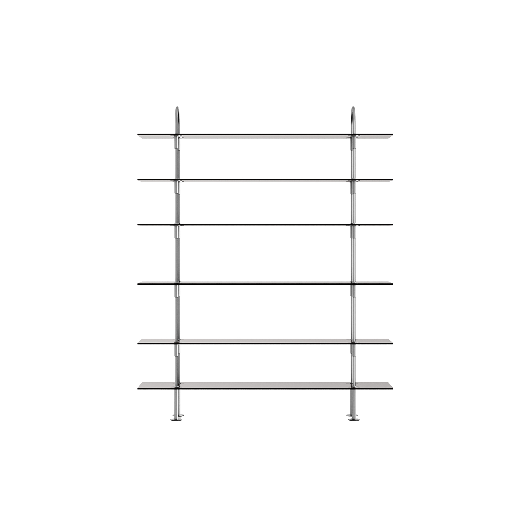 GUBI - Keen Shelving, steel/smoked tempered glass - B160 cm