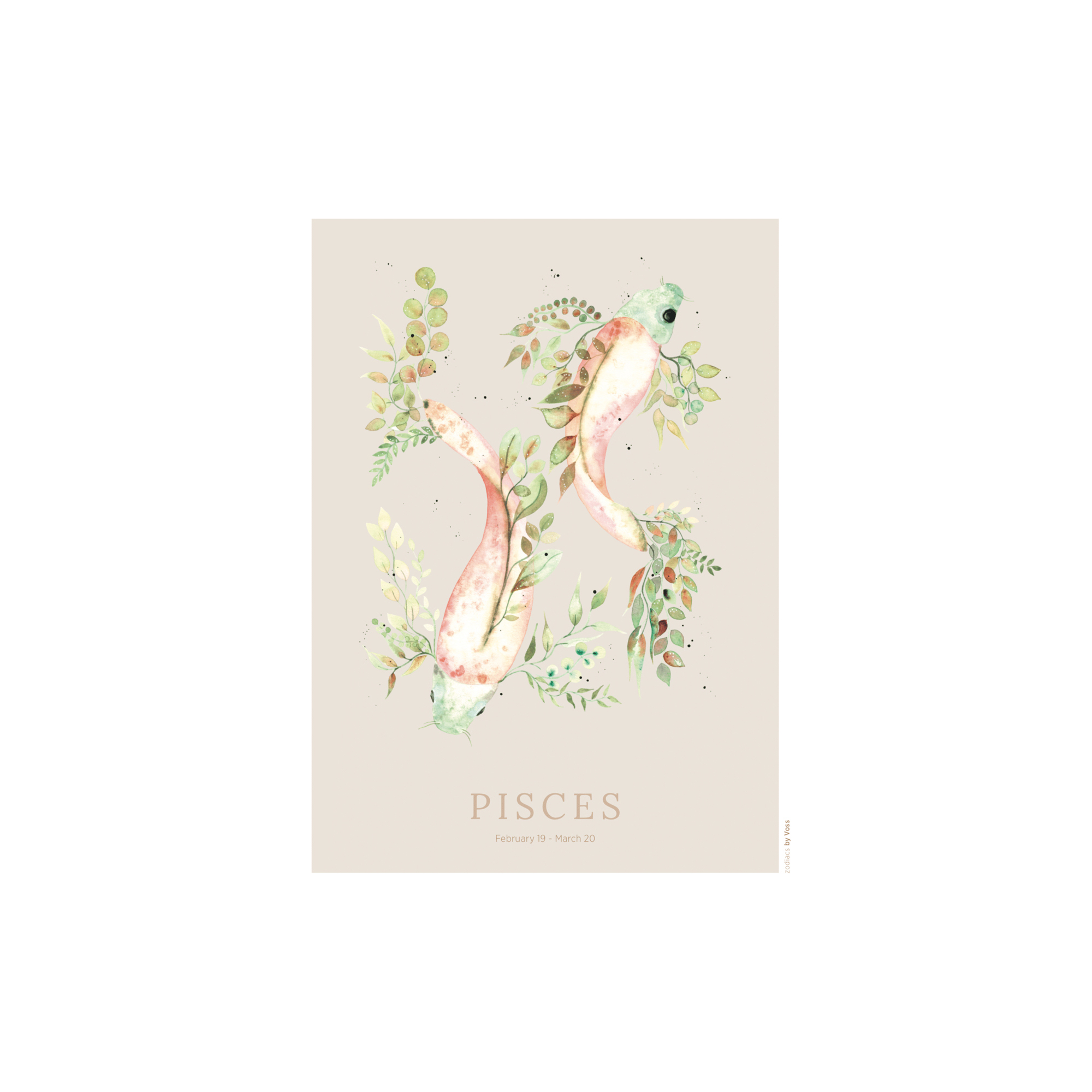 All by Voss - Fiskene plakat, Zodiacs - 21x30 cm