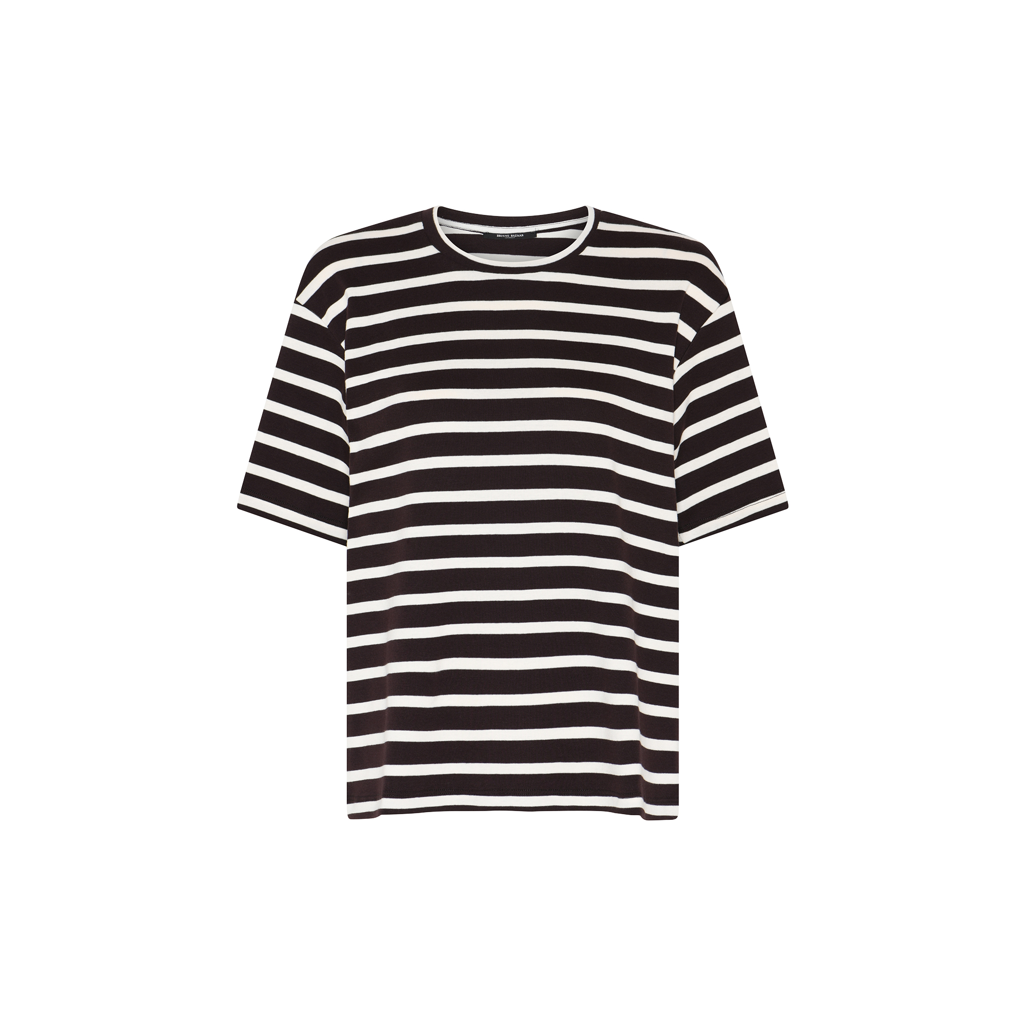 Bruuns Bazaar - IguanuraBBBasic tee, brown stripe - Str. M
