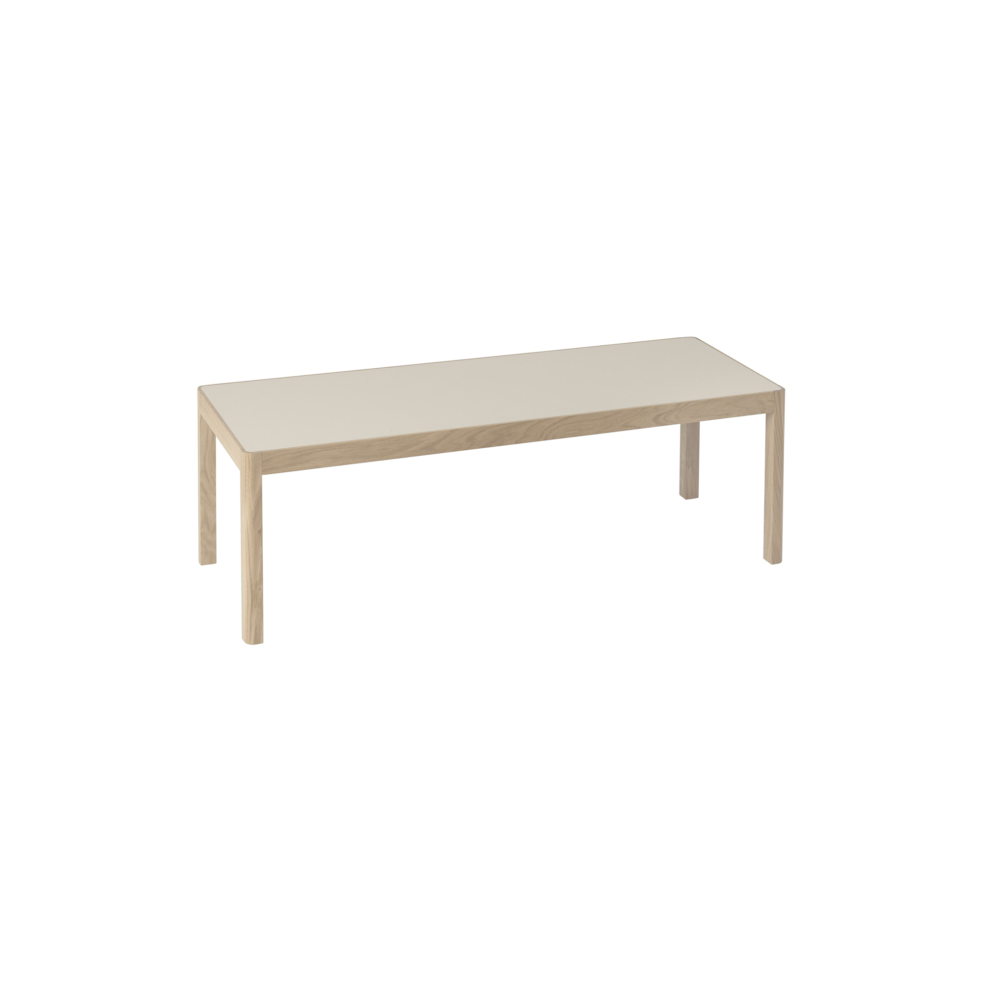 Muuto - Workshop Coffee Table, warm grey linoleum/oak, Outline - 120x43 cm
