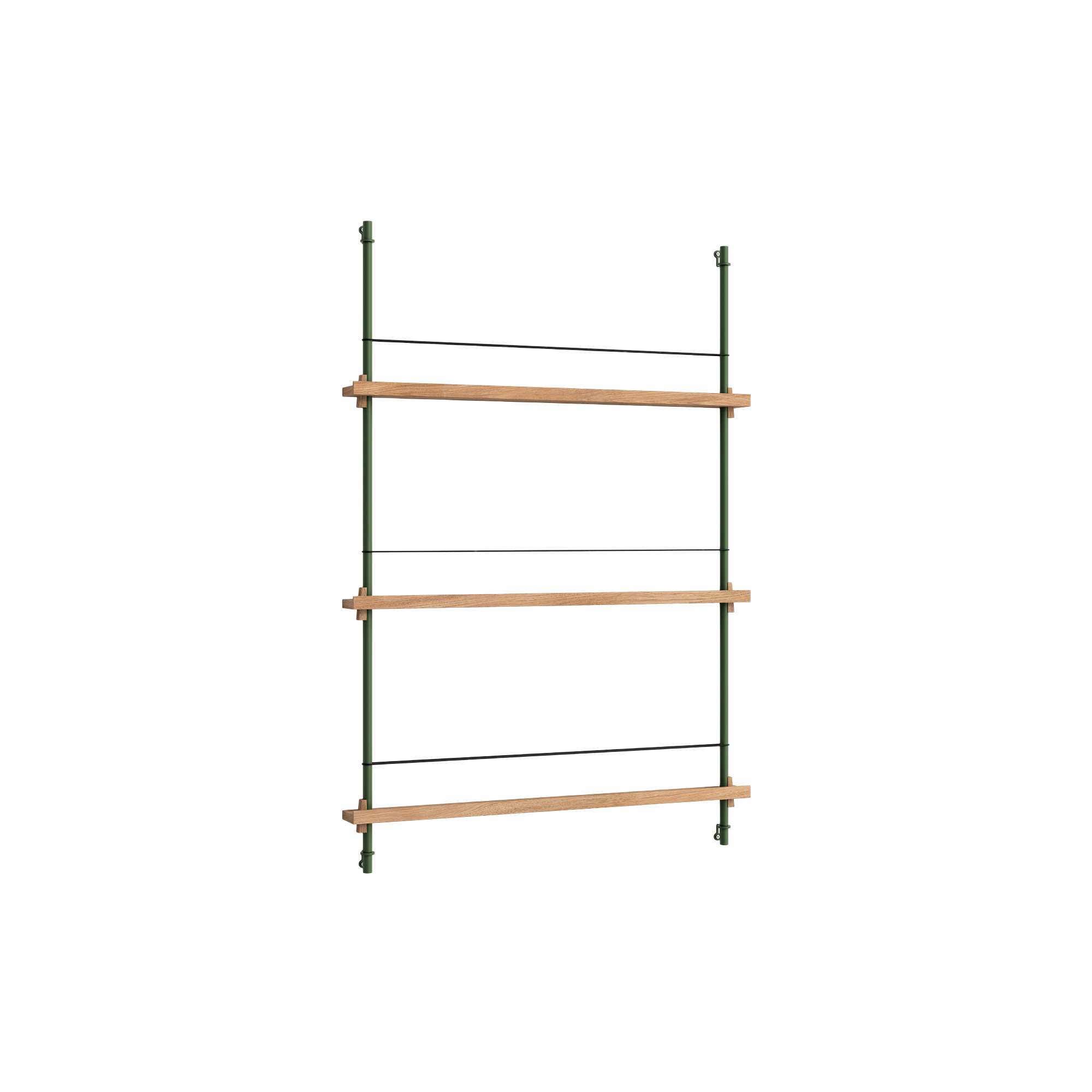 MOEBE - Magazine Shelving Medium, oak/pine green