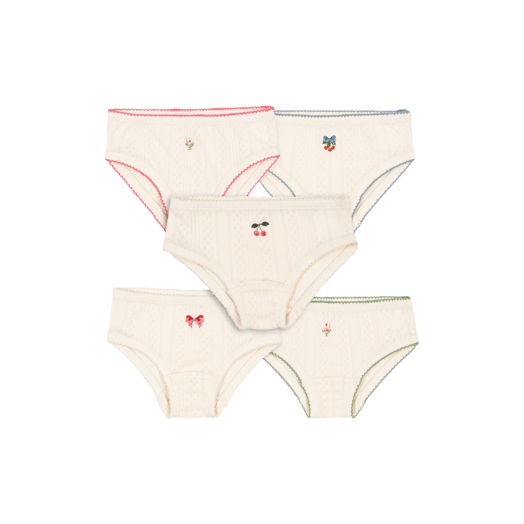 Konges Sløjd - Minna 5 Pack Girl Underpants, antique white - Str. 5-6Y